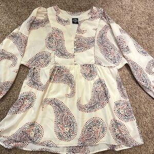 CAL STYLE- Paisley print tunic mini dress ballon sleeves